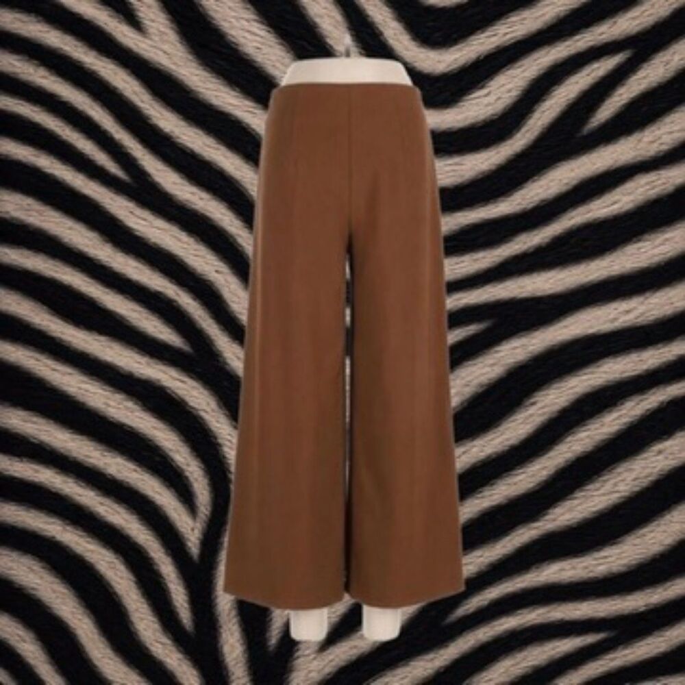 Joie Rust-Brown Wide-Leg Cropped Trousers